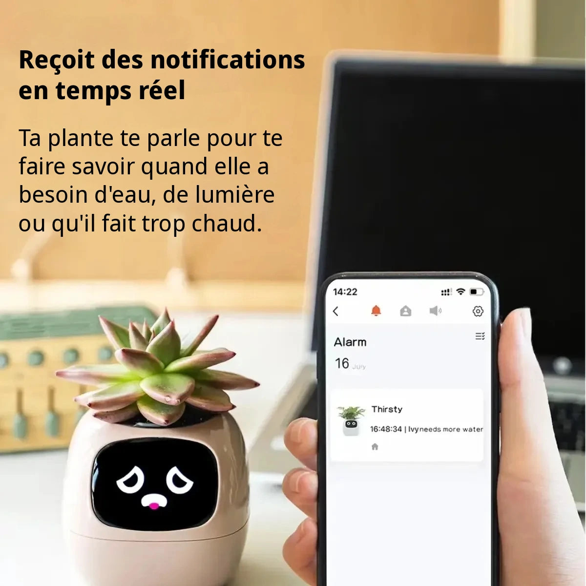 Tuya Ivy Smart Planter,Endless Fun over 49 Rich Expressions,7 Smart Sensors,Ai Chips Make Raising Plants Easy and Fun